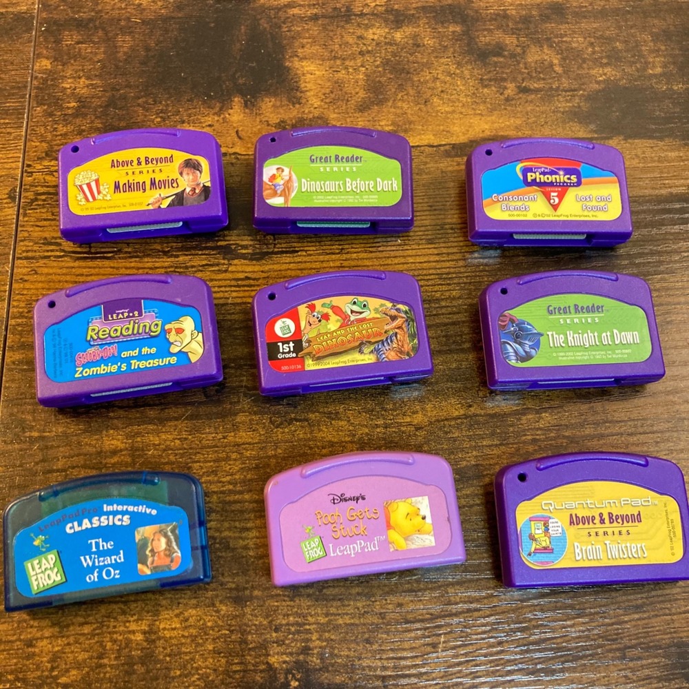 LeapFrog LeapPad Quantum Pad Game Cartridge Lot 9 Scooby-Doo Disney Pooh Potter